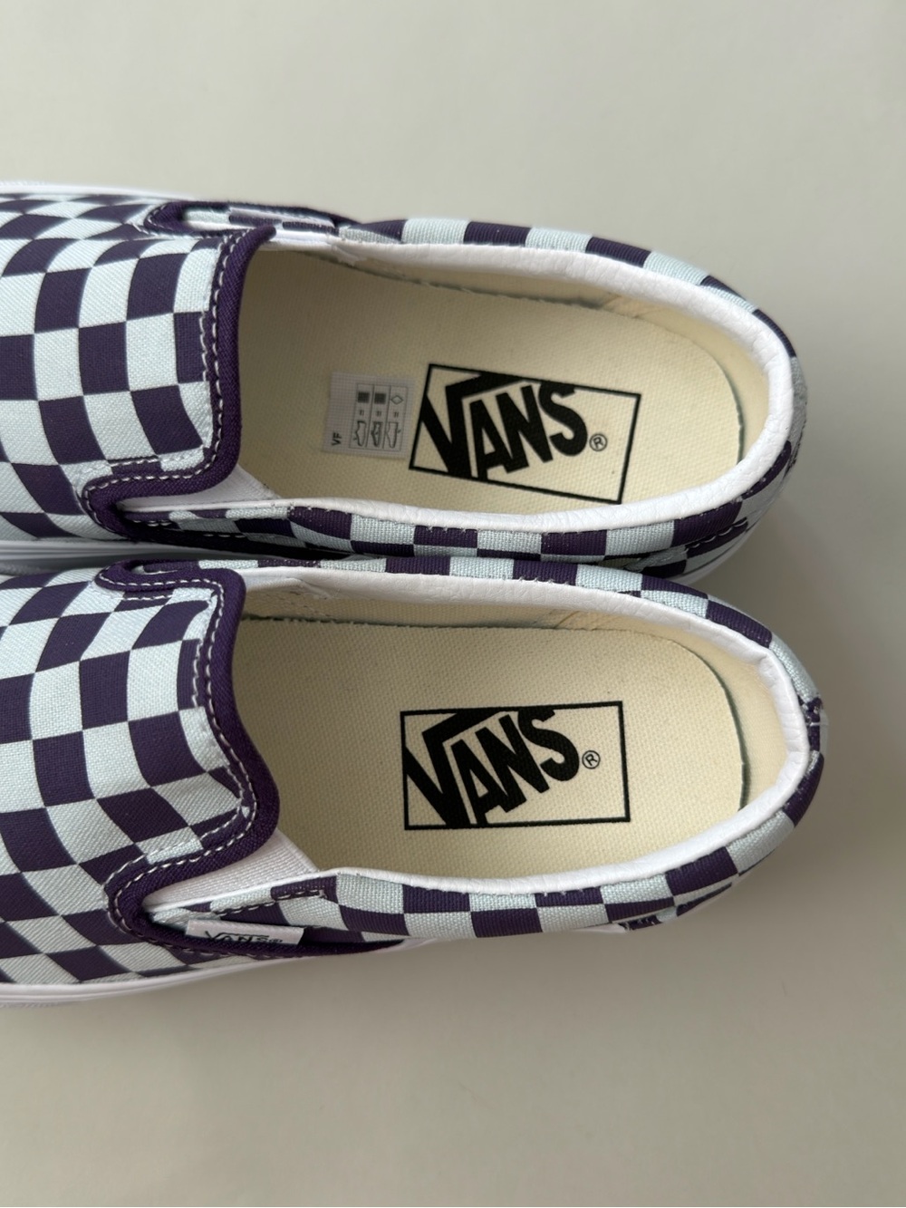 VANS Classic Slip-On Platform Checkerboard Shoe Mist Blue Gothic Grape Purple - Picture 9 of 12